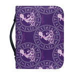 Purple Aquarius Zodiac Pattern Print Leather Bible Cover