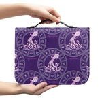 Purple Aquarius Zodiac Pattern Print Leather Bible Cover
