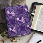 Purple Aquarius Zodiac Pattern Print Leather Bible Cover