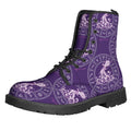 Purple Aquarius Zodiac Pattern Print Lace-Up Boots