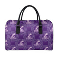 Purple Aquarius Zodiac Pattern Print Leather Duffel Bag