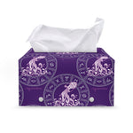 Purple Aquarius Zodiac Pattern Print Leather Tissue Box Cover