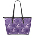 Purple Aquarius Zodiac Pattern Print Leather Tote Bag With Zipper
