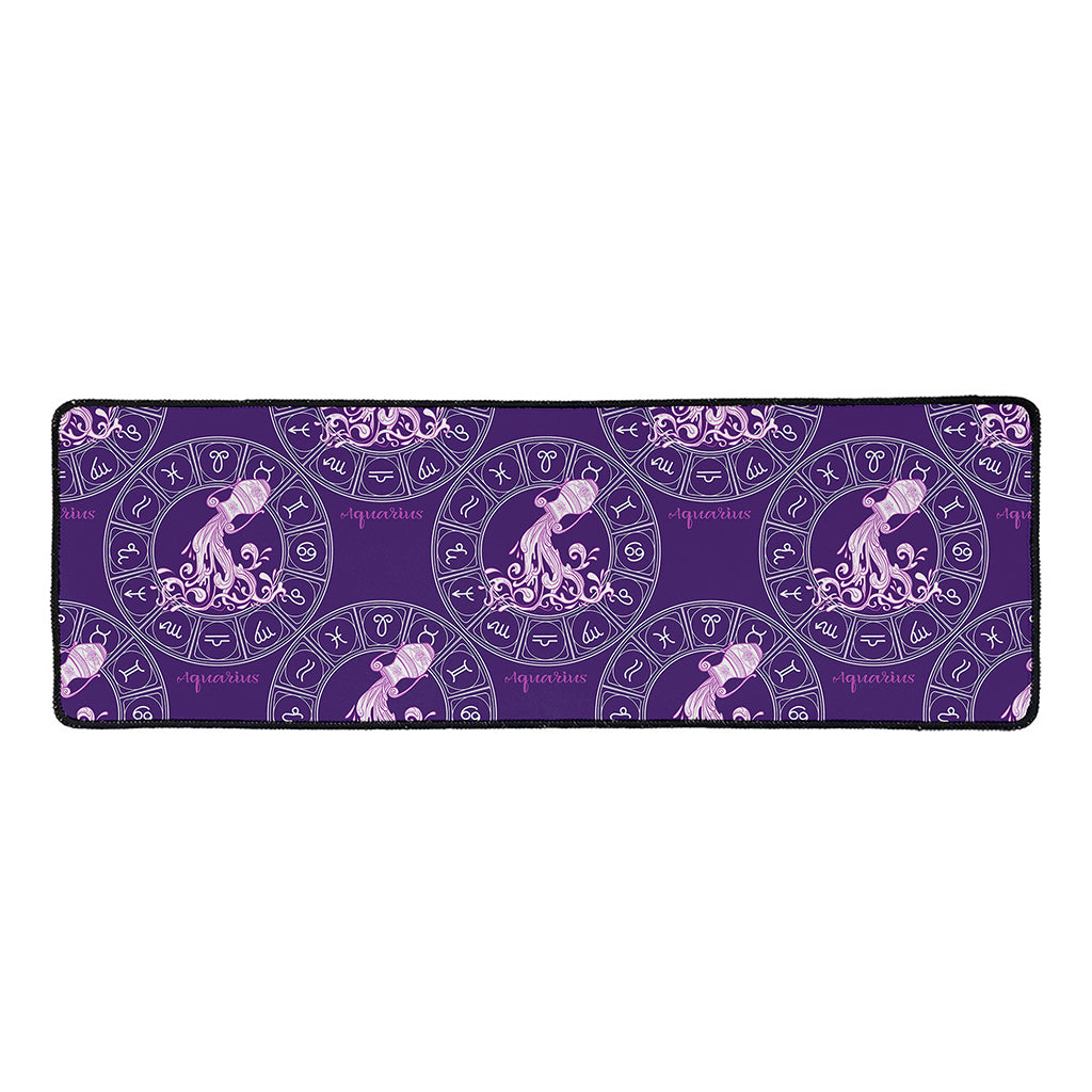 Purple Aquarius Zodiac Pattern Print Long Kitchen Mat