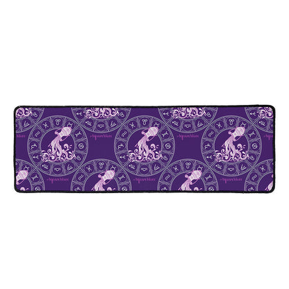 Purple Aquarius Zodiac Pattern Print Long Kitchen Mat