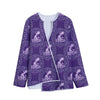 Purple Aquarius Zodiac Pattern Print Long Sleeve Short Coat