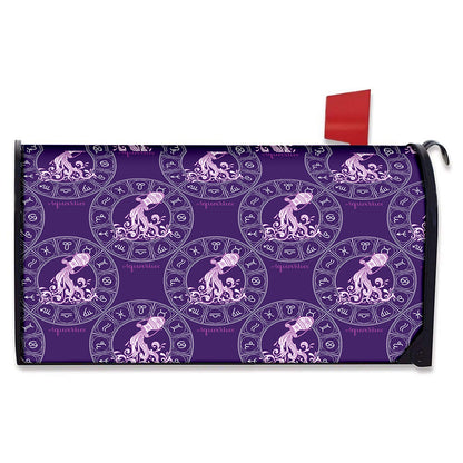 Purple Aquarius Zodiac Pattern Print Mailbox Cover