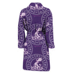 Purple Aquarius Zodiac Pattern Print Men's Bathrobe