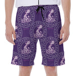 Purple Aquarius Zodiac Pattern Print Men's Beach Shorts