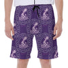 Purple Aquarius Zodiac Pattern Print Men's Beach Shorts