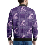 Purple Aquarius Zodiac Pattern Print Men's Bomber Jacket