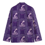 Purple Aquarius Zodiac Pattern Print Men's Cotton Blazer