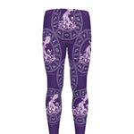 Purple Aquarius Zodiac Pattern Print Men's leggings