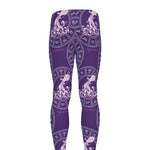 Purple Aquarius Zodiac Pattern Print Men's leggings