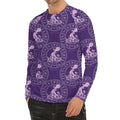 Purple Aquarius Zodiac Pattern Print Men's Long Sleeve Rash Guard