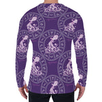 Purple Aquarius Zodiac Pattern Print Men's Long Sleeve T-Shirt