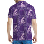 Purple Aquarius Zodiac Pattern Print Men's Polo Shirt