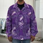 Purple Aquarius Zodiac Pattern Print Men's Shirt Jacket