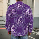 Purple Aquarius Zodiac Pattern Print Men's Shirt Jacket