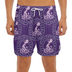 Purple Aquarius Zodiac Pattern Print Men's Split Running Shorts