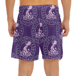 Purple Aquarius Zodiac Pattern Print Men's Split Running Shorts