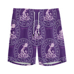 Purple Aquarius Zodiac Pattern Print Men's Sports Shorts