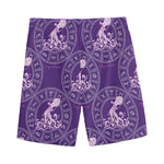 Purple Aquarius Zodiac Pattern Print Men's Sports Shorts