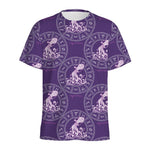 Purple Aquarius Zodiac Pattern Print Men's Sports T-Shirt