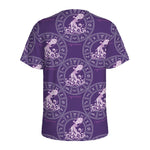 Purple Aquarius Zodiac Pattern Print Men's Sports T-Shirt