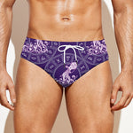 Purple Aquarius Zodiac Pattern Print Men's Swim Briefs