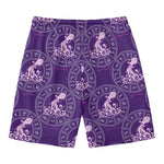 Purple Aquarius Zodiac Pattern Print Men's Swim Trunks