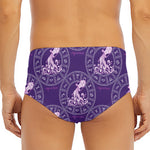 Purple Aquarius Zodiac Pattern Print Men's Triangle Swim Briefs