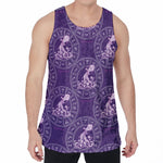 Purple Aquarius Zodiac Pattern Print Men's Velvet Tank Top