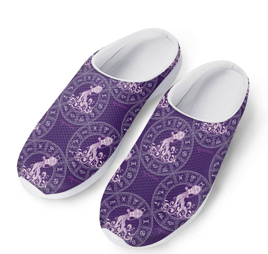 Purple Aquarius Zodiac Pattern Print Mesh Casual Shoes