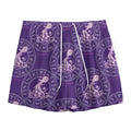 Purple Aquarius Zodiac Pattern Print Mesh Shorts