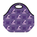 Purple Aquarius Zodiac Pattern Print Neoprene Lunch Bag
