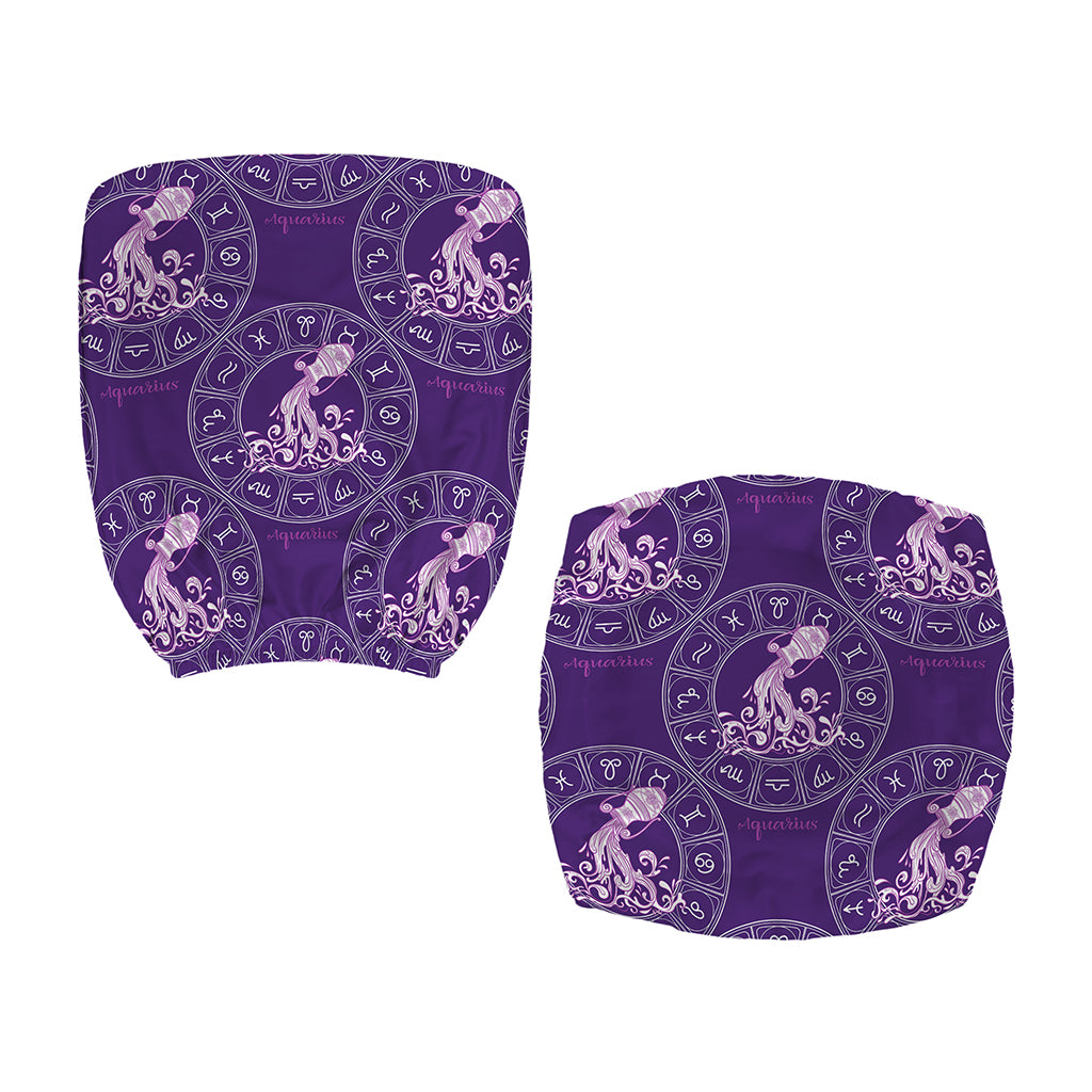 Purple Aquarius Zodiac Pattern Print Office Chair Cover