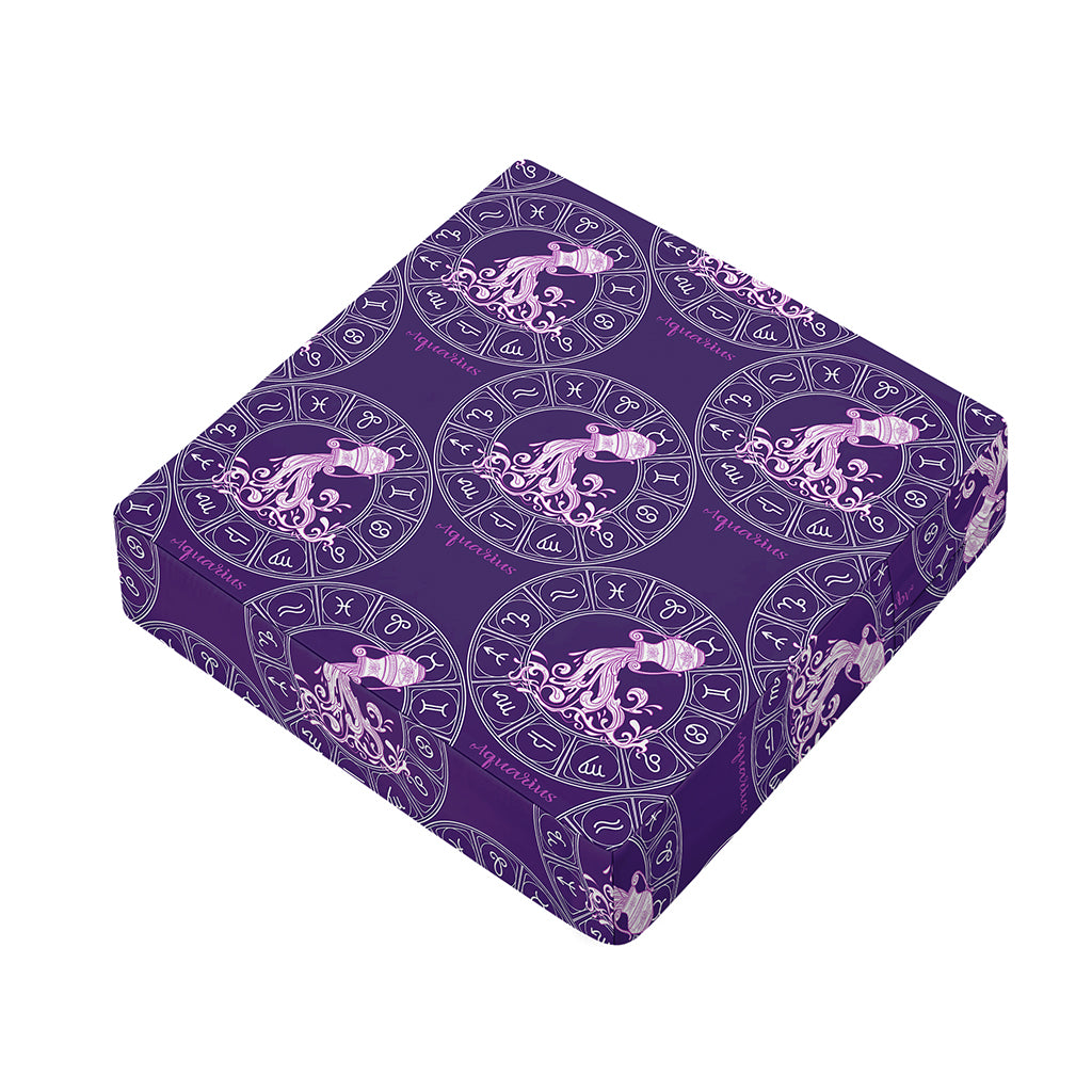 Purple Aquarius Zodiac Pattern Print Outdoor Seat Cushion Cover