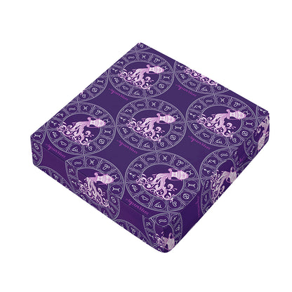 Purple Aquarius Zodiac Pattern Print Outdoor Seat Cushion Cover