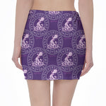 Purple Aquarius Zodiac Pattern Print Pencil Mini Skirt