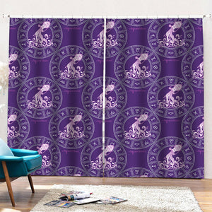 Purple Aquarius Zodiac Pattern Print Pencil Pleat Curtains