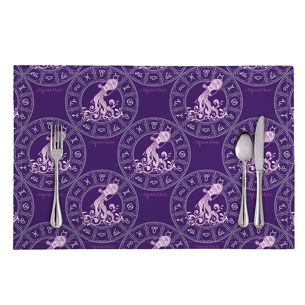 Purple Aquarius Zodiac Pattern Print Placemat