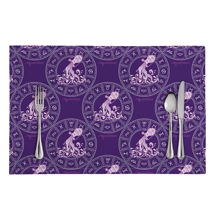 Purple Aquarius Zodiac Pattern Print Placemat