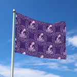 Purple Aquarius Zodiac Pattern Print Polyester Flag