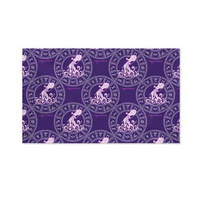 Purple Aquarius Zodiac Pattern Print Polyester Flag