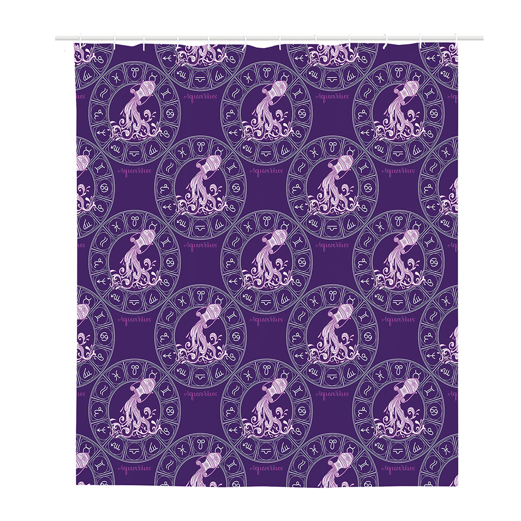 Purple Aquarius Zodiac Pattern Print Polyester Shower Curtain