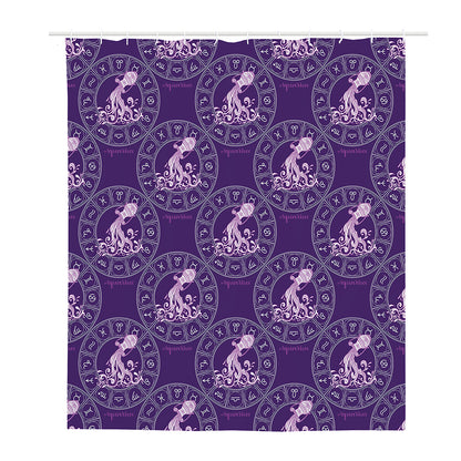Purple Aquarius Zodiac Pattern Print Polyester Shower Curtain