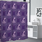 Purple Aquarius Zodiac Pattern Print Premium Shower Curtain