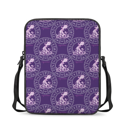 Purple Aquarius Zodiac Pattern Print Rectangular Crossbody Bag