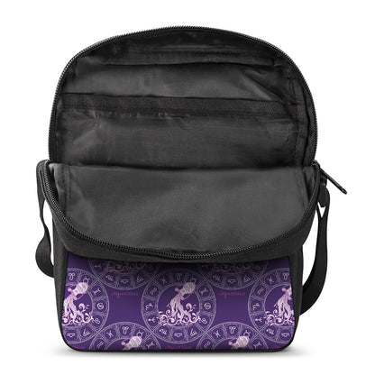 Purple Aquarius Zodiac Pattern Print Rectangular Crossbody Bag